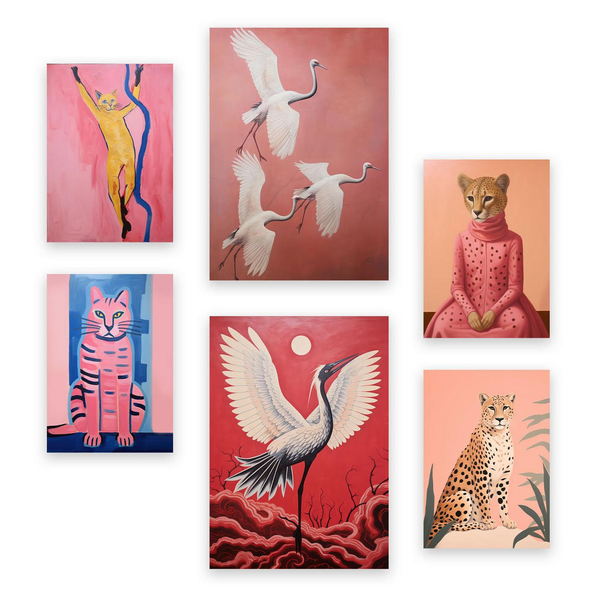 POSTER Set Mit 6 Charmante Kreatur In Vielseitiger Stil A3 & A4 Rahmenlos - Klar, Papier (29/3cm) - Nacnic