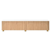 TV-LOWBOARD Natur/Weiß 180/35/40 cm, 4 Türen, Bogenrelief, Metallfüße - Naturfarben, Holzwerkstoff (180/40/35cm) - PANGIVO