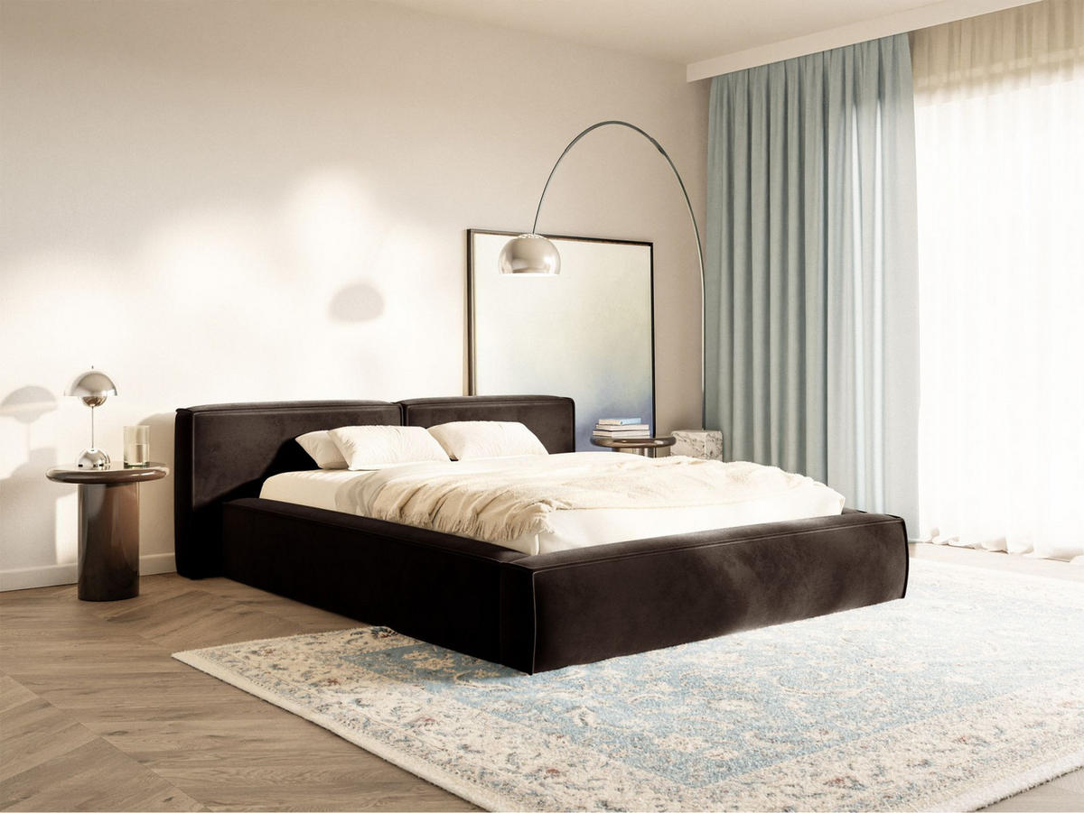 POLSTERBETT Tilves Low Braun 200x200 cm - Schwarz/Braun, Kunststoff/Textil (200/200cm) - Selsey