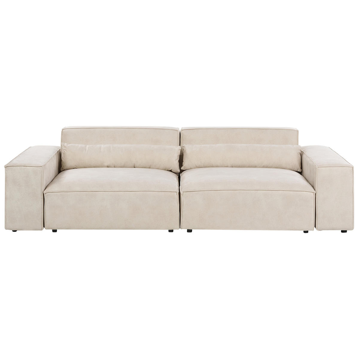 2-SITZER-SOFA Samtstoff hellbeige mit Ottomane Hellnar - Beige, Textil (262/70/126cm) - Beliani