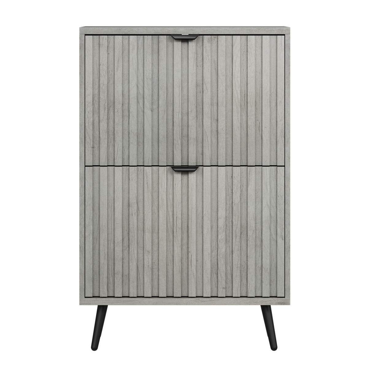 SCHUHSCHRANK mit 2 Klapptüren Grau MDF Metallbeine - Grau, Holzwerkstoff (24/94/60cm) - Beauniv