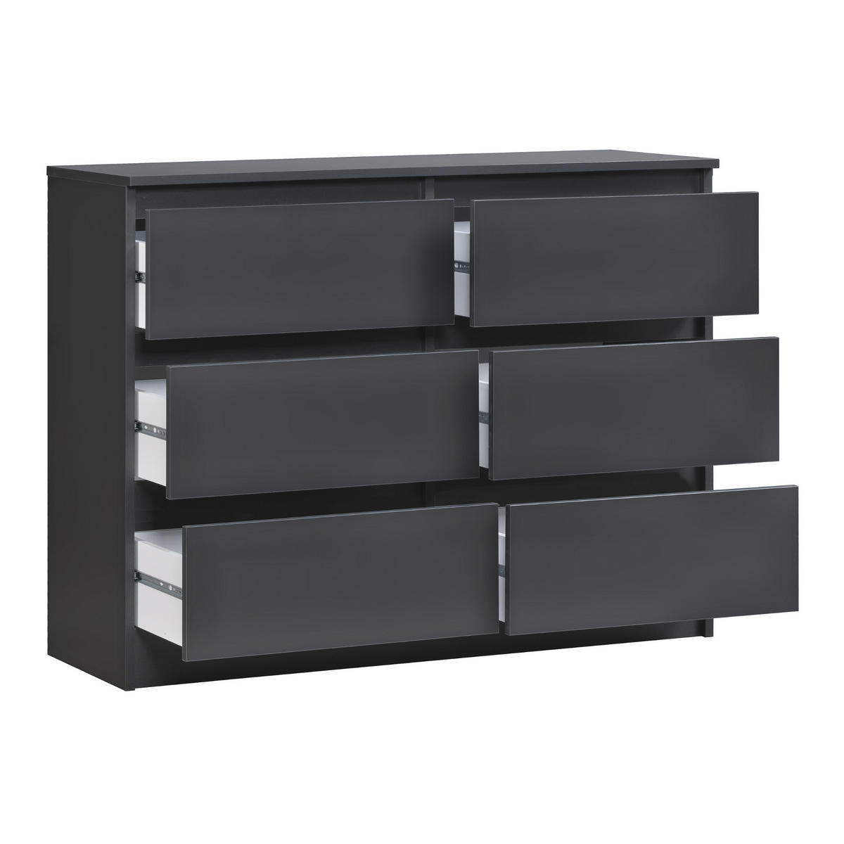 KOMMODE mit 6 Schubladen 100cm breit in anthrazit - Anthrazit, Holz (100/77.5/31cm) - Home Collective