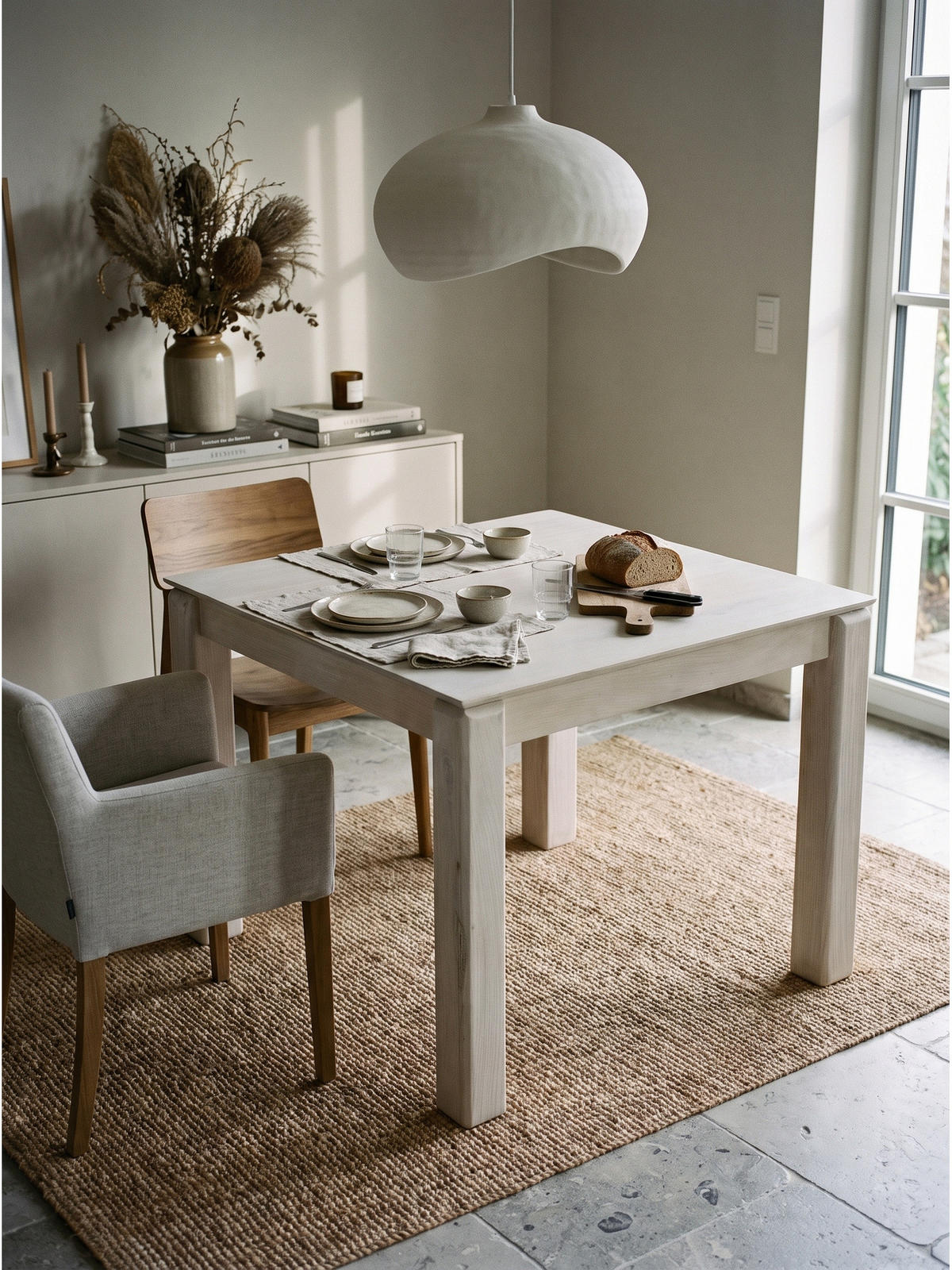 ESSTISCH CHARENTE, Mango Massivholz, Weiß-Mango, 80 x 80 x 75 cm - Weiß, Holz (80/80/75cm) - KADIMA DESIGN