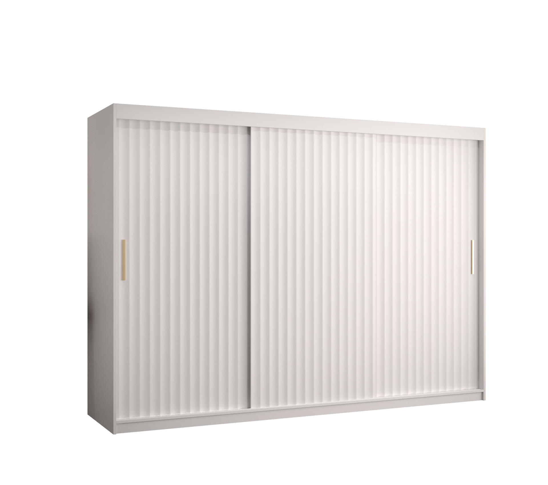 SCHWEBETÜRENSCHRANK 200/250/62 3-türig - Goldfarben/Weiß, Holz/Kunststoff (250/200/62cm) - Abiks Möbel