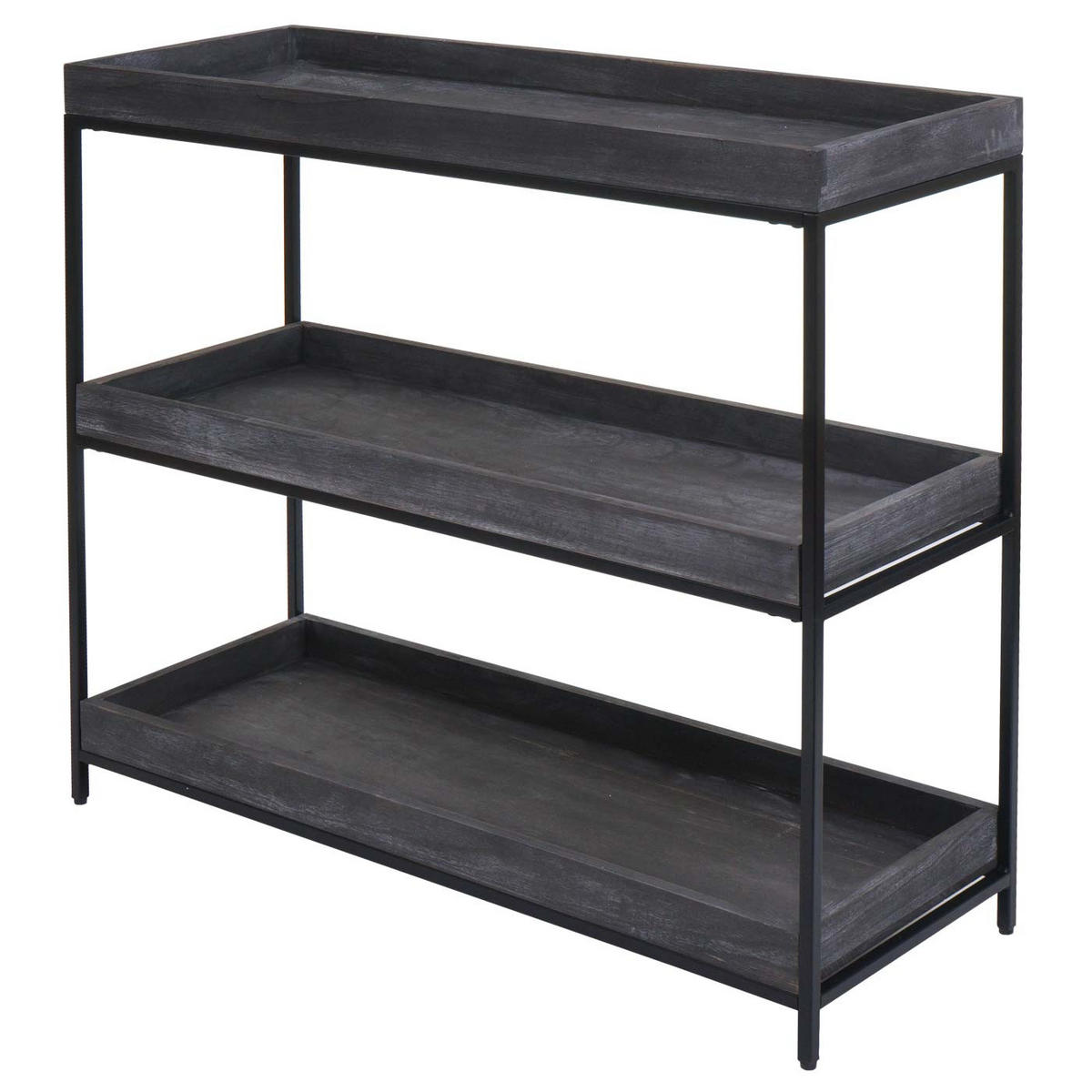 REGAL 90x100x35cm Holz Metall 3 Ablagen Dunkelgrau - Dunkelgrau, Holz (100/90/35cm) - BERLINLODGE
