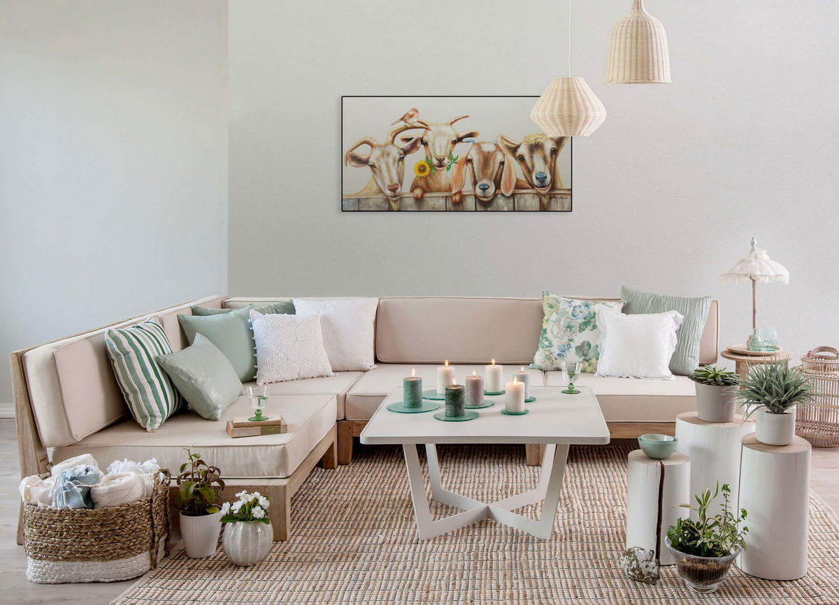 ACRYLBILD HANDGEMALT 100/50 cm - Weiß/Braun, Holz/Textil (100/50cm) - KUNSTLOFT