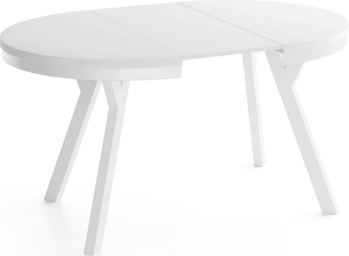 ESSTISCH Vero Neo rund ausziehbar verlängerbar, Weiss 80-130/80/77 cm - Weiß, Holz/Holzwerkstoff (80/80/77cm) - WFL GROUP