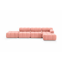 ECKSOFA L-Form XL, Stoff Velours Salvador, Rosa, Rechts, Selia L XL - Pink, Holz (380/160cm) - Kaiser Möbel