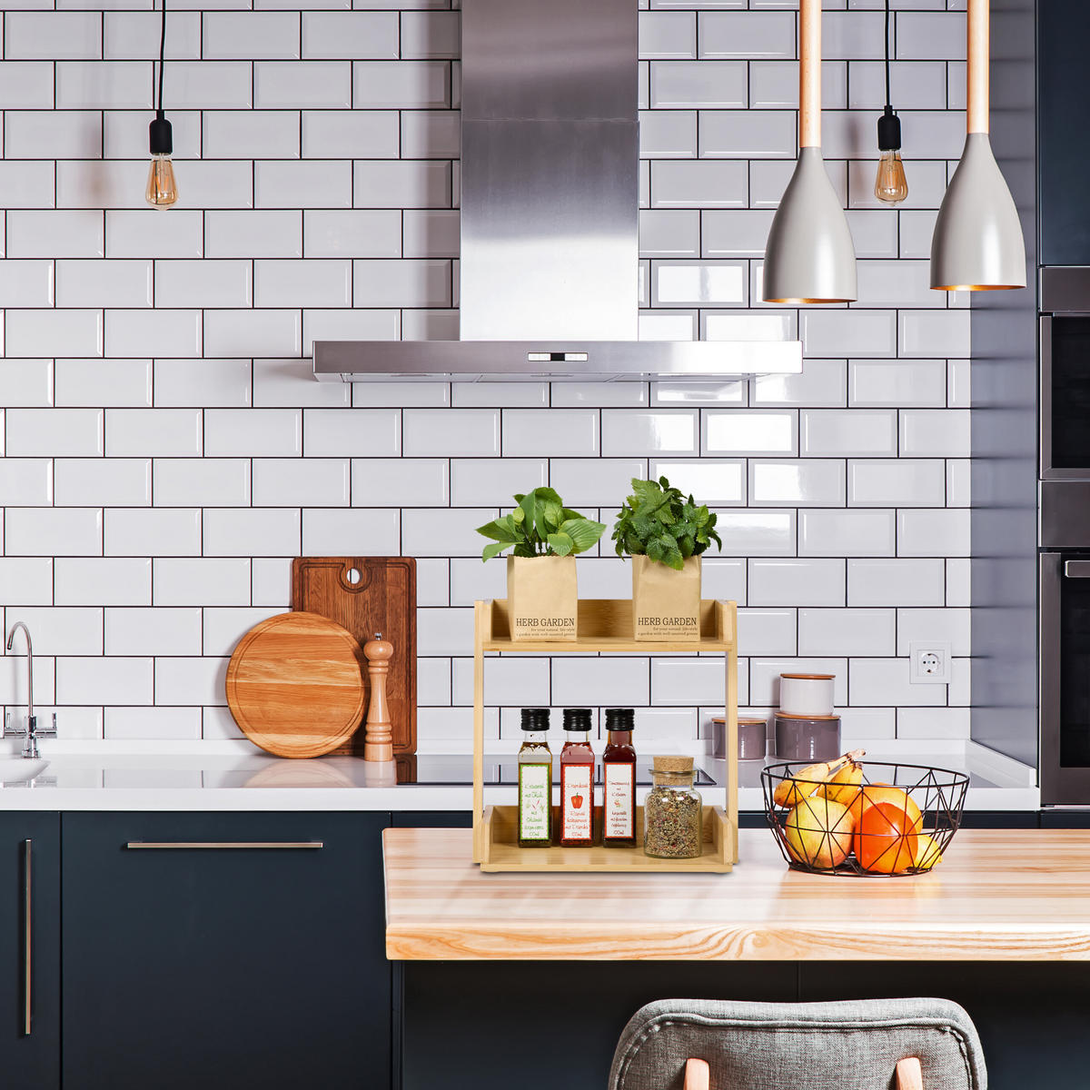 GEWÜRZREGAL - Hellbraun, Holz (27.5/27/16cm) - Relaxdays