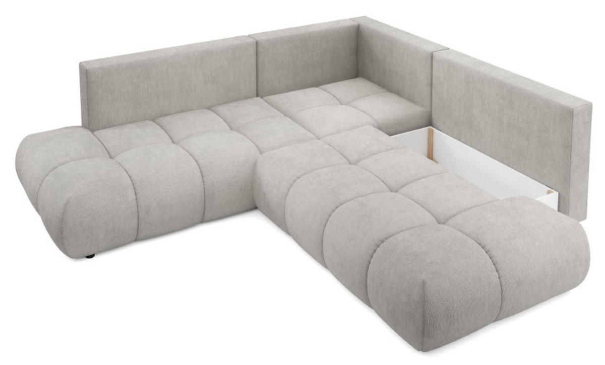 ECKSOFA Hellgrau SOHI Flow 16 Ausziehbar Mit Schlaffunktion - Hellgrau/Grau, Textil (266.5/266.5cm) - Sepro Meble