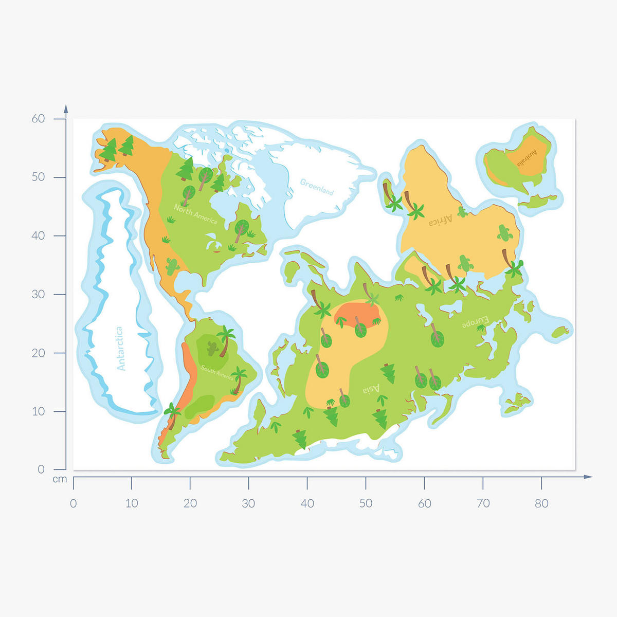 WANDAUFKLEBER 60x86cm - Weltkarte - Multicolor, Kunststoff (60/86/0.1cm) - Wallfluent