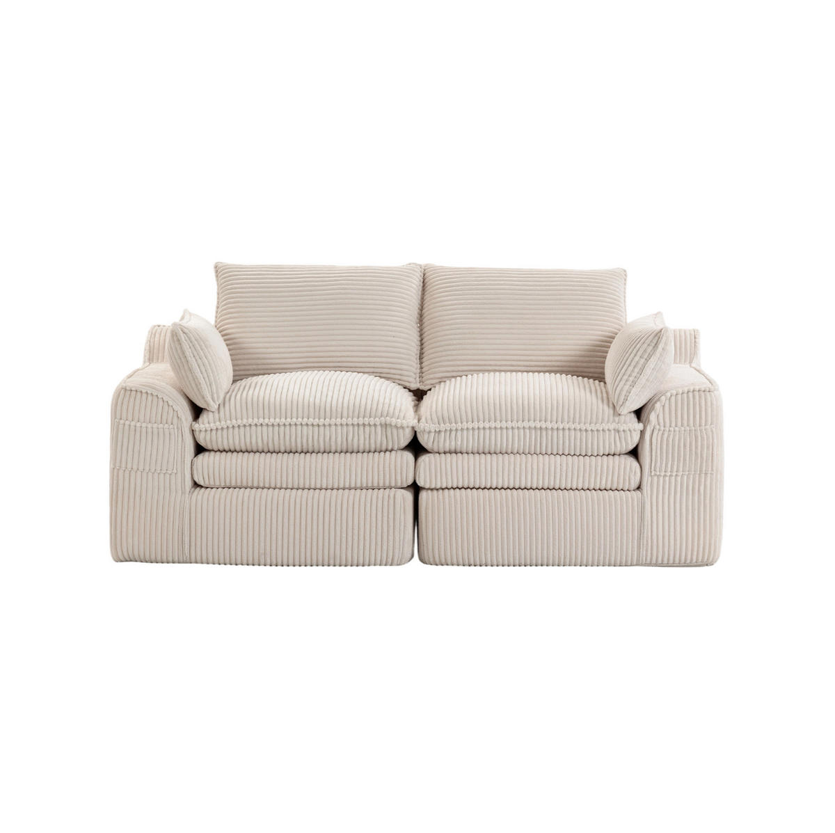 SOFA 2-Sitzer 191 x 94 cm Cord Beige mit Seitentaschen - Beige, Kunststoff (94/85/191cm) - Meubliv