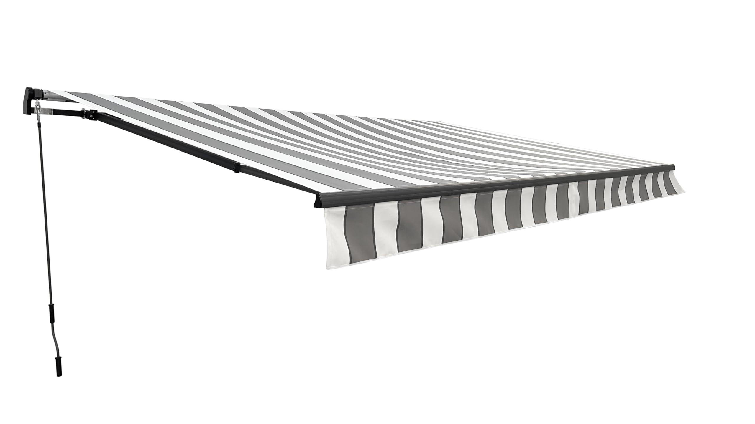 GELENKARMMARKISE Insbruk 400x250cm Grau-Weiß Balkonmarkise Gelenkmarkise - Grau, Kunststoff (395/20/250cm) - DELUKE