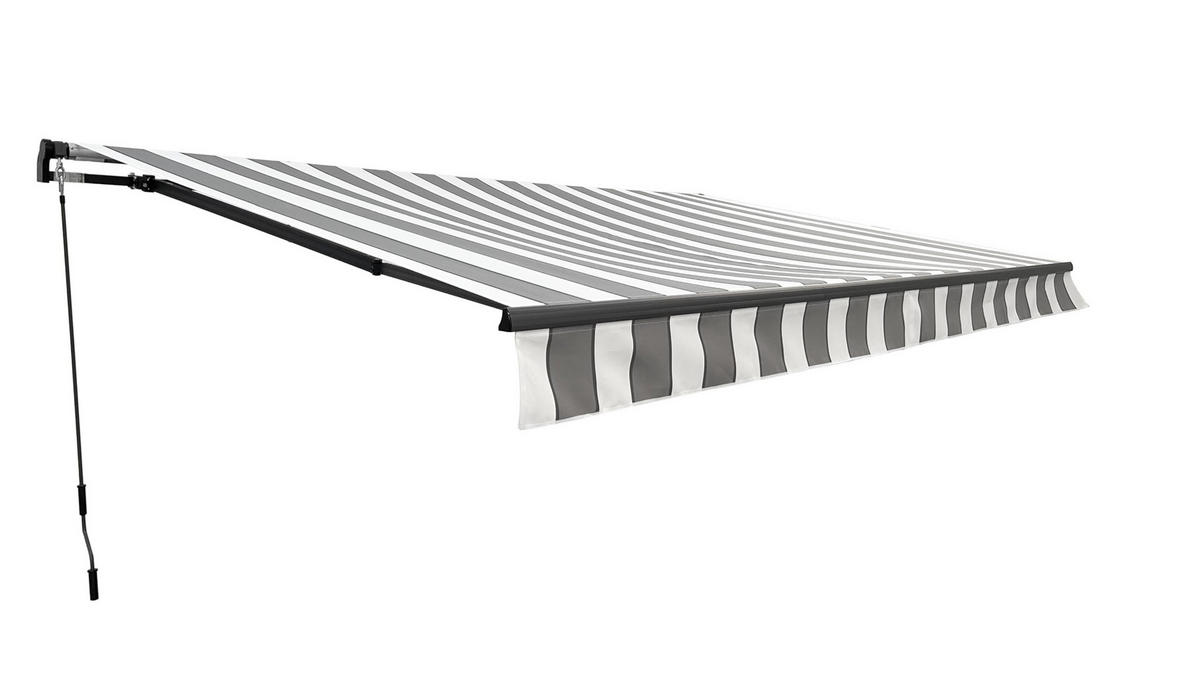 GELENKARMMARKISE Insbruk 400x250cm Grau-Weiß Balkonmarkise Gelenkmarkise - Grau, Kunststoff (395/20/250cm) - DELUKE