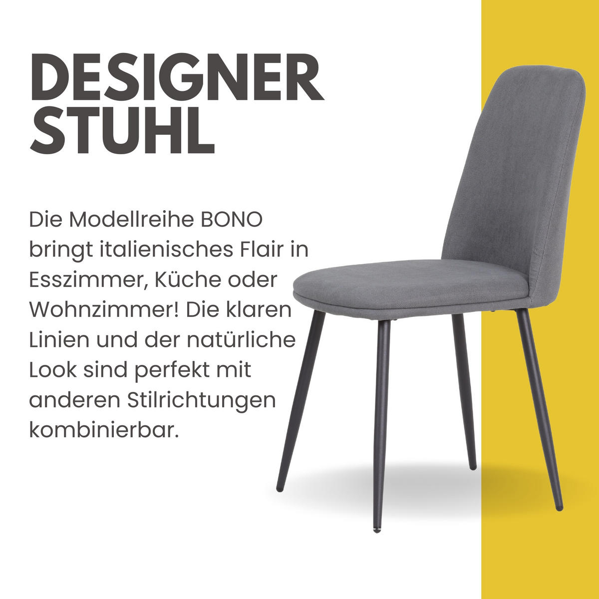 ESSZIMMERSTÜHLE Bono 2er Set Grau - Grau, Textil (55/85/48cm) - Albatros
