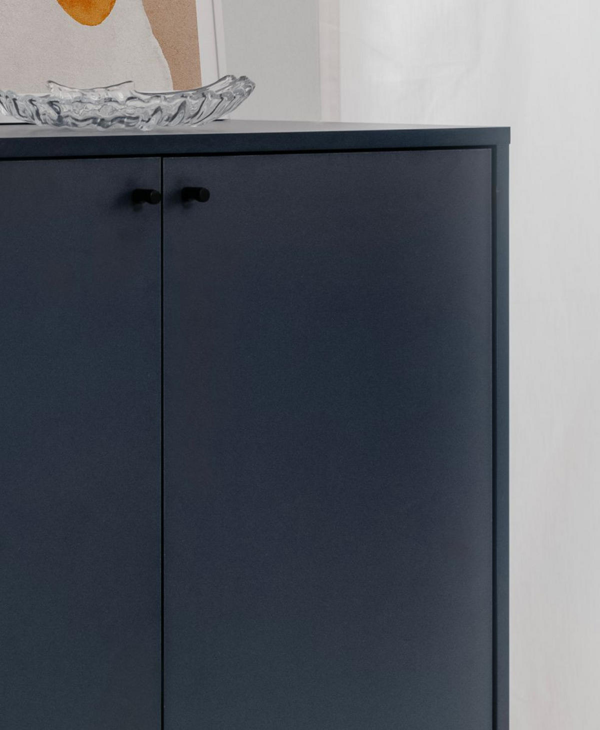 KOMMODE blau 80 cm, Sideboard 2-türig - Blau/Schwarz, Holzwerkstoff/Metall (80/90/40cm) - Furn.Design