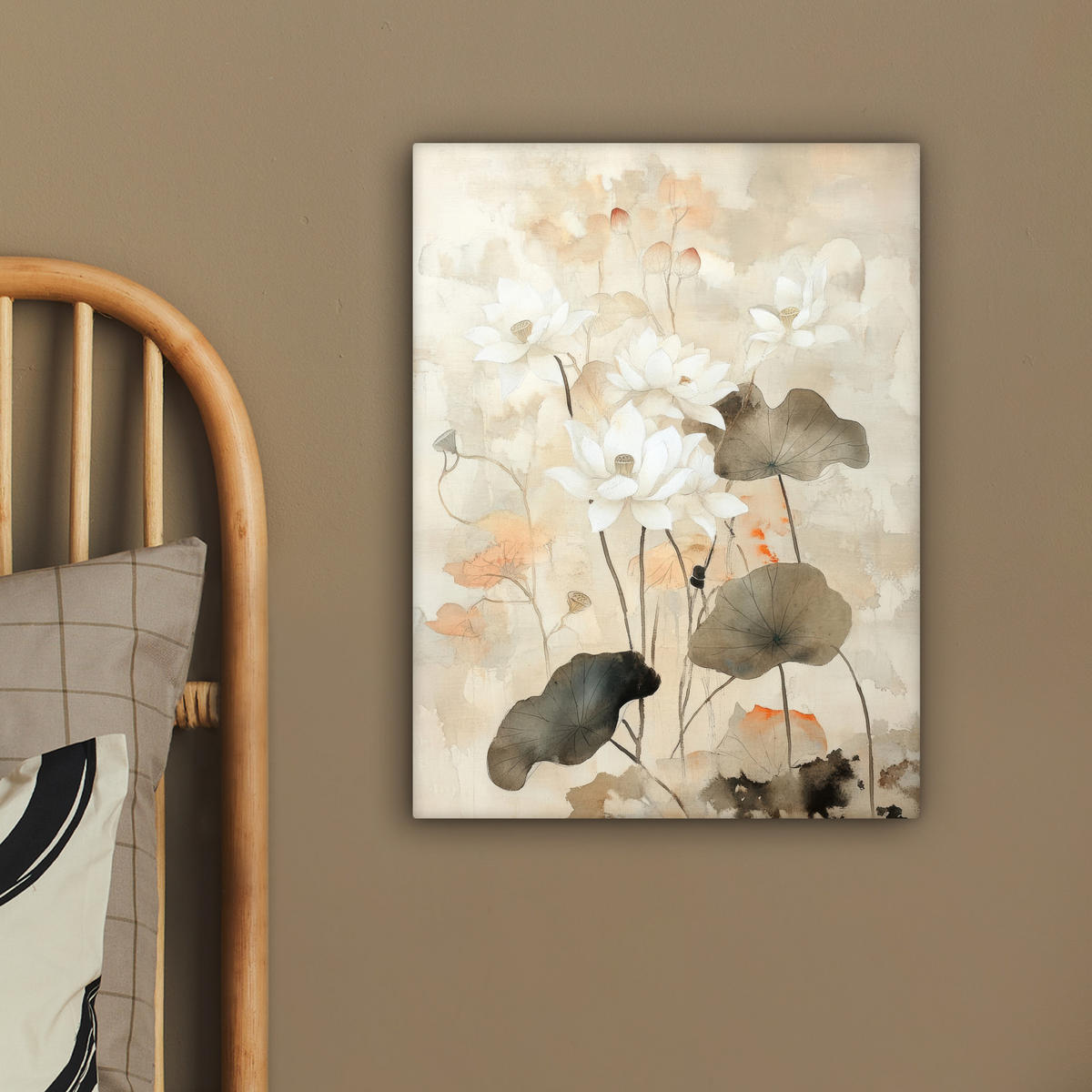 LEINWANDBILD Blumen - Japandi - Wabi sabi 30x40 cm - Sandfarben, Textil (30/40cm) - MuchoWow