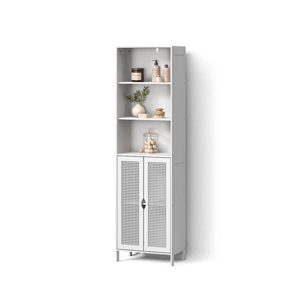 HOCHSCHRANK Mincio, Weiß, 48 x 170 cm mit 2 Türen - Weiß, Holzwerkstoff (48/170/29cm) - Livinity®