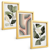 BILDER SET 3er Set - 20x30 cm Goldrahmen - Geometrische Pflanzenmotive - Goldfarben, Kunststoff (20/30cm) - TULUP