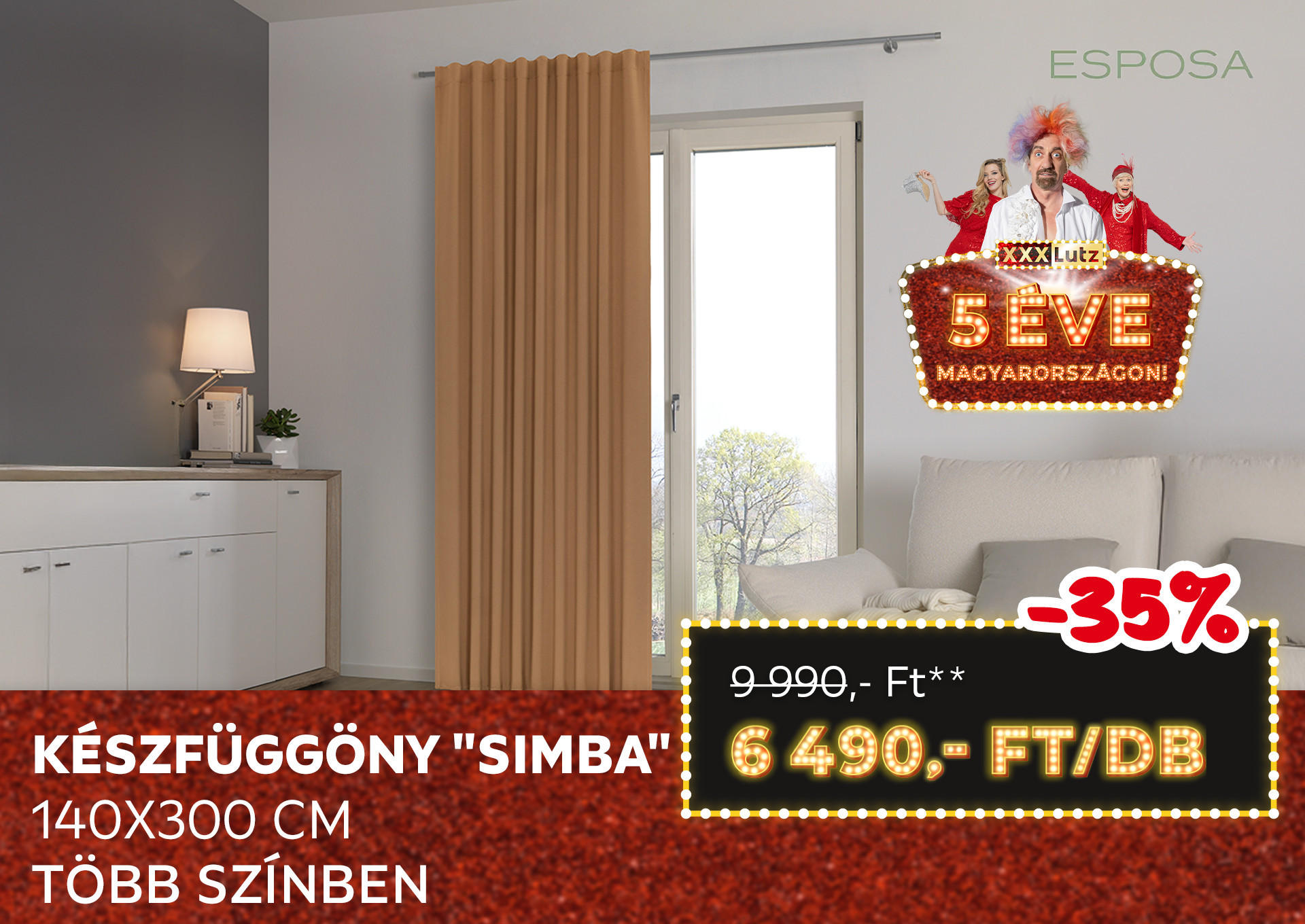 KÉSZFÜGGÖNY "SIMBA" 140X300 CM Kiemelt termék 9990 Ft.- helyett 6490 Ft.-