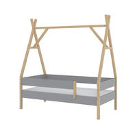 TIPI-BETT Bali Grau 80x160 cm mit Matratze - Grau, Holz - VitaliSpa