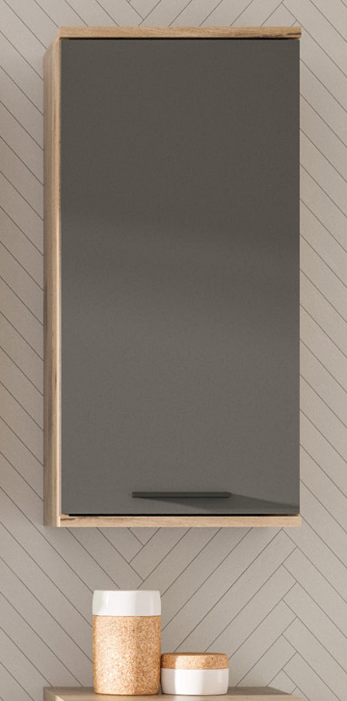 HÄNGESCHRANK Eiche grau 37 x 77 cm, Badschrank mit Soft-Close, Badezimmermöbel - Eichefarben/Schwarz, Holzwerkstoff/Kunststoff (37/77/24cm) - Inn.Furn