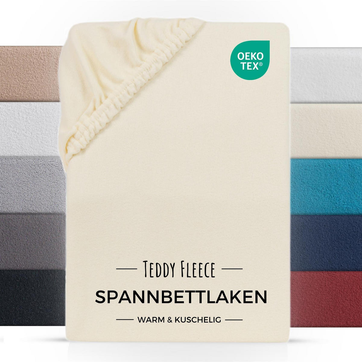 SPANNBETTLAKEN-TEDDY Warmes Winter Bettlaken 90x200 cm, Kuscheliges Teddy Laken Creme - Beige, Textil (90/200cm) - Carpe Sonno