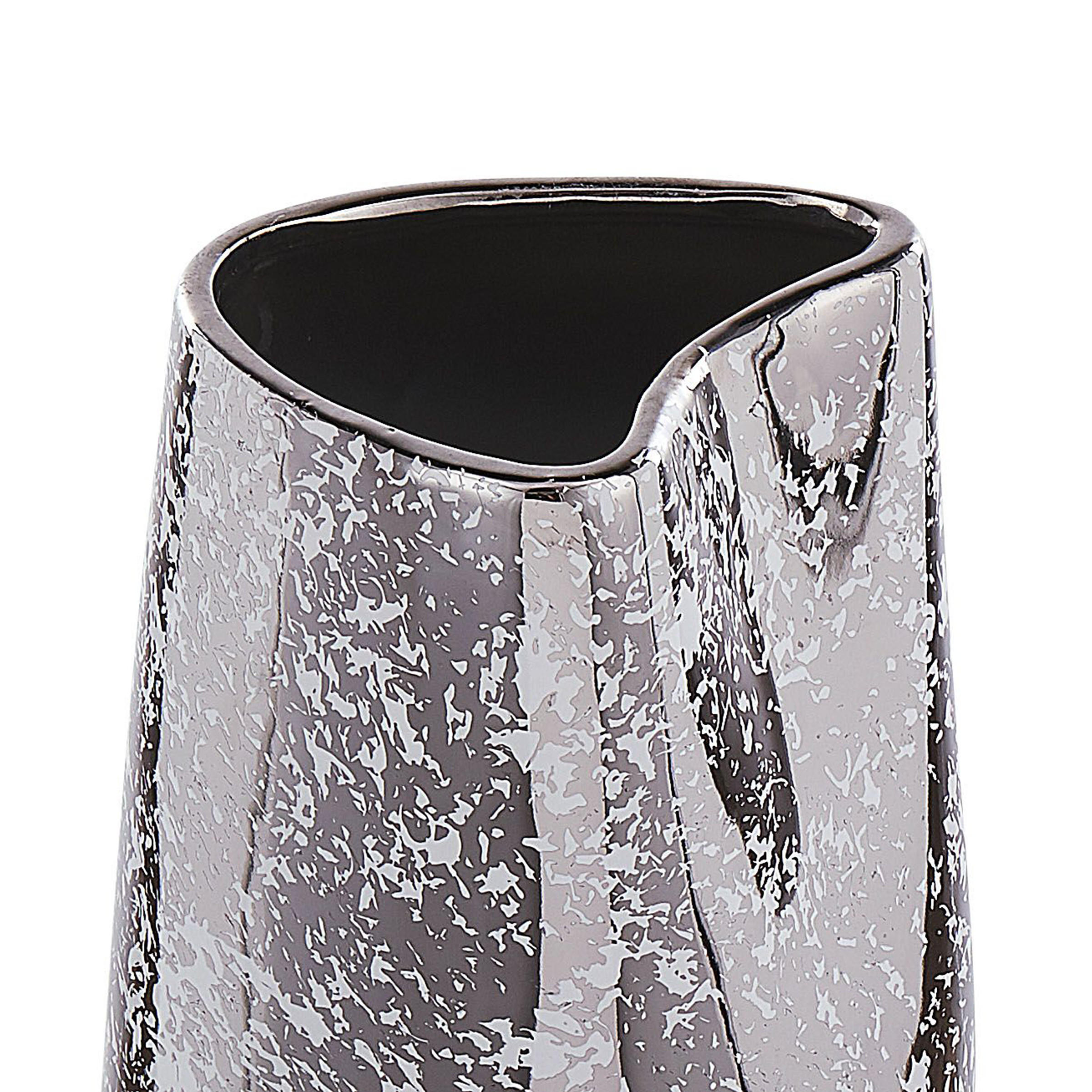 DEKOVASE Steinzeug silber Cirta - Silberfarben, Stein (27cm) - Beliani