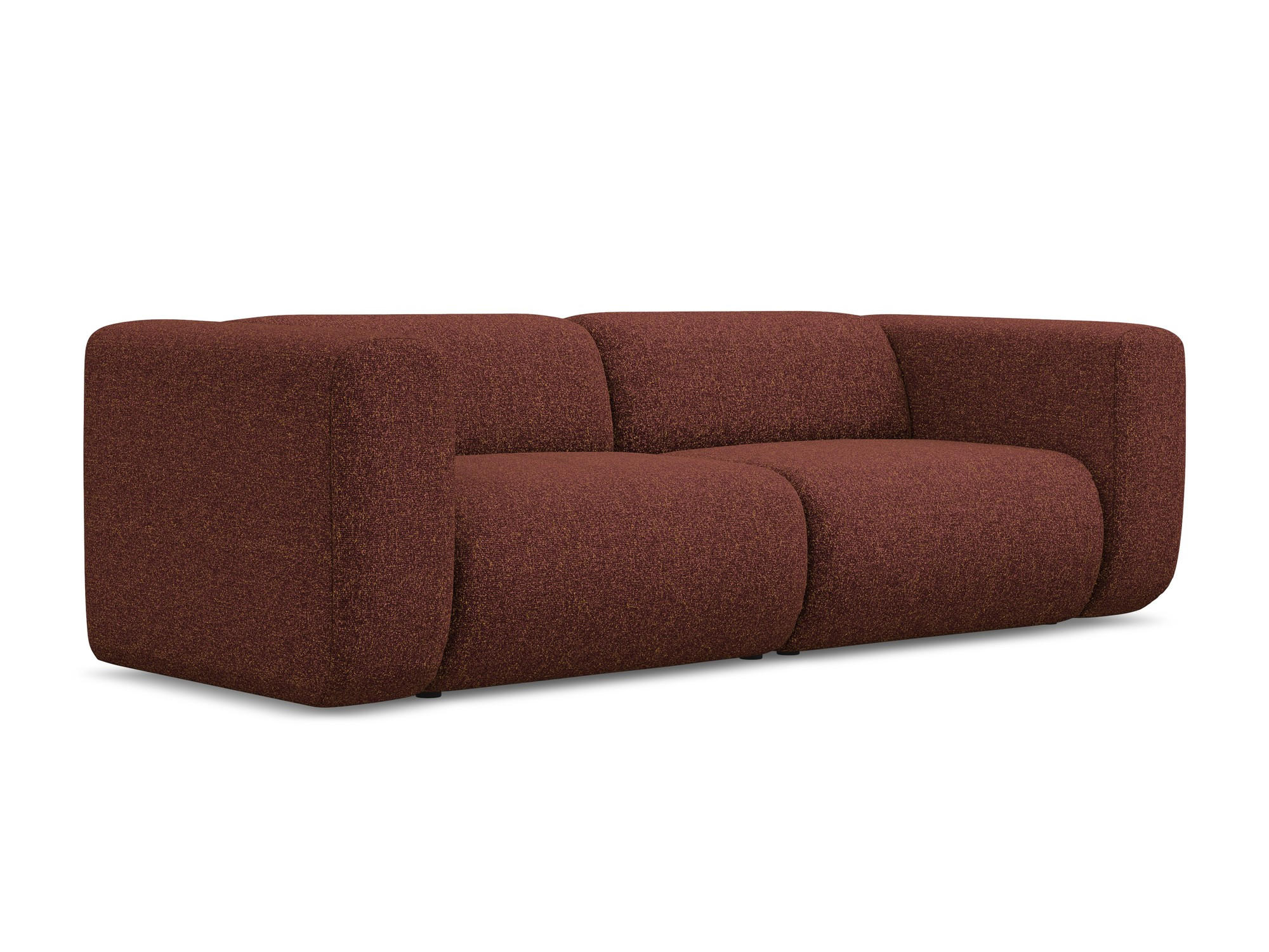 3-SITZER SOFA Strukturstoff Stoff Rot - Bordeaux/Rot, Kunststoff/Textil (228/70/89cm) - Makamii