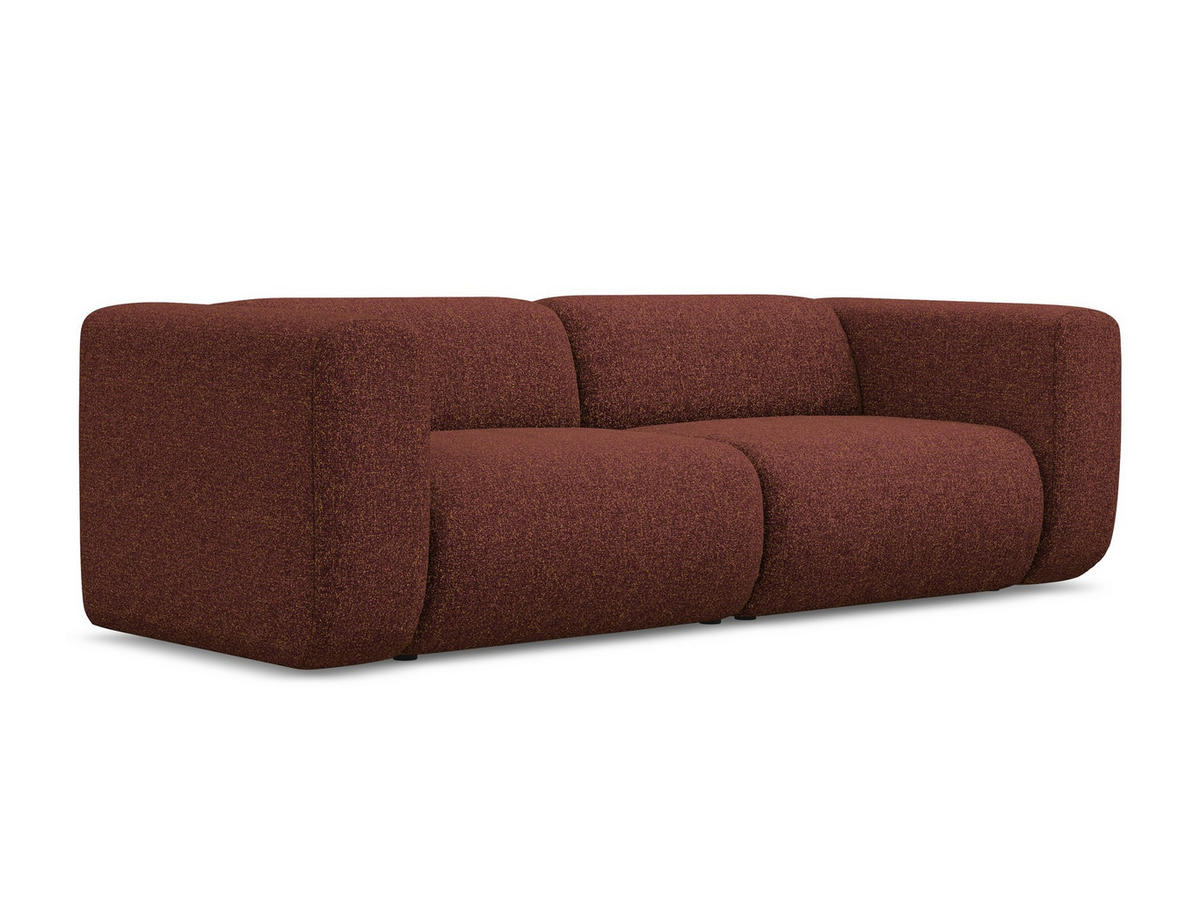 3-SITZER SOFA Strukturstoff Stoff Rot - Bordeaux/Rot, Kunststoff/Textil (228/70/89cm) - Makamii
