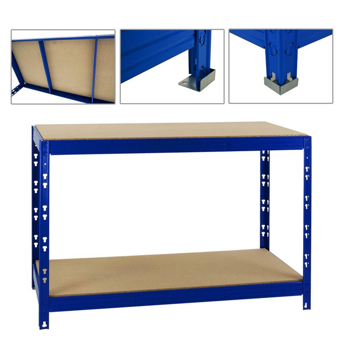 WERKBANK Tiger 2er-Set mit 2x 300 kg pro Fachboden 90x140x60 cm Blau - Blau, Metall (280/90/60cm) - PROREGAL