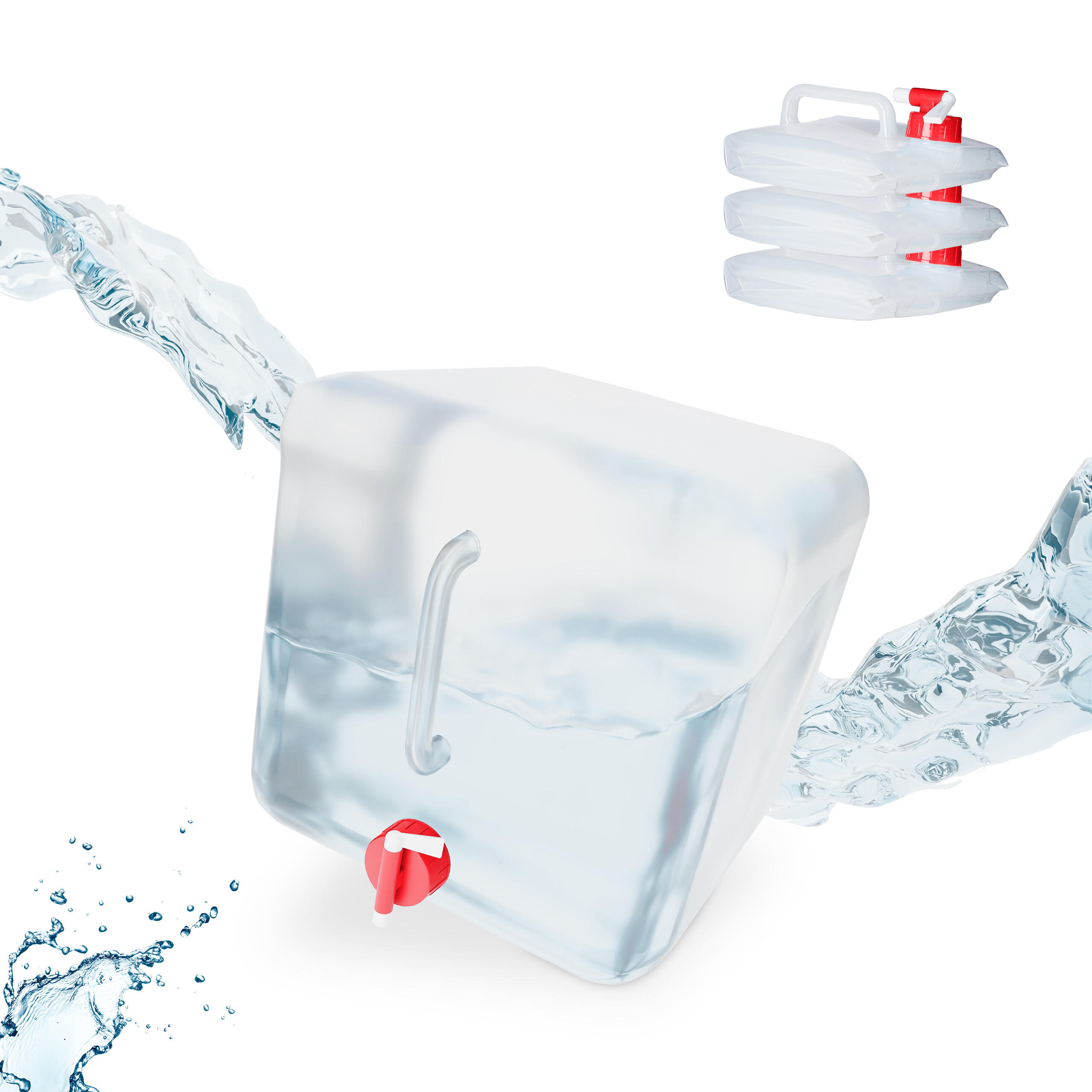 CANISTRA Transparent Rosu set-4-piese cu robinet 15 l