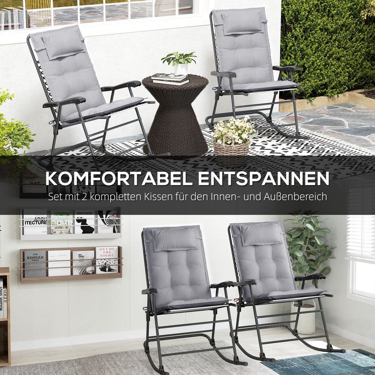 AUFLAGE 2er Set - Hellgrau, Kunststoff (50/5/116cm) - Outsunny