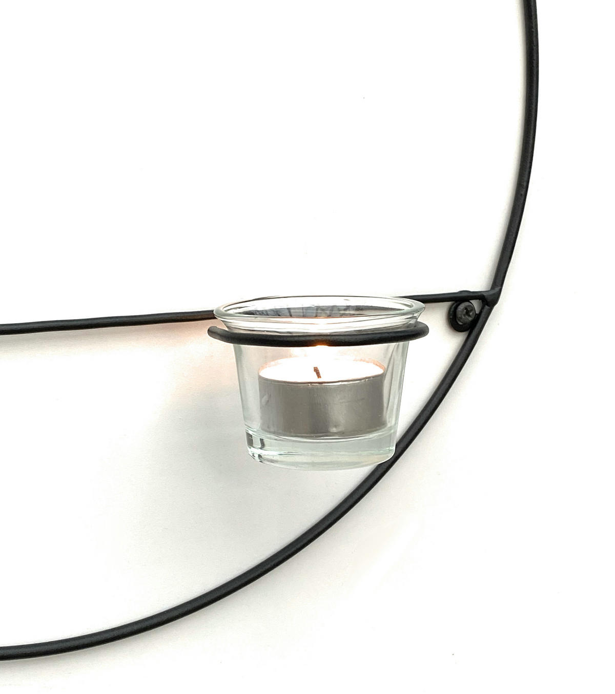 WANDTEELICHTHALTER Rund Metall Schwarz 36/7,5/36 cm - Schwarz, Metall (36cm) - DanDiBo