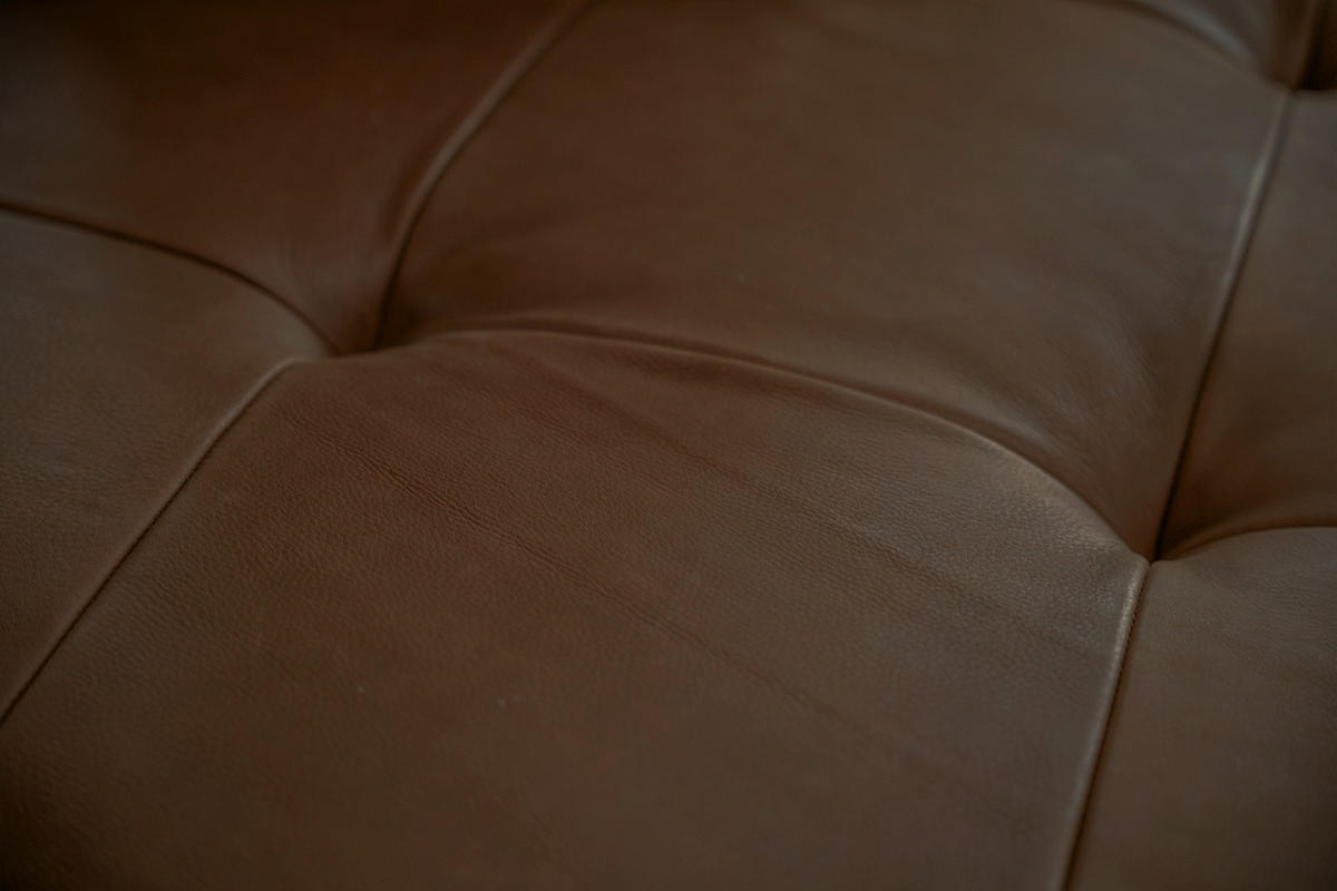 MODULSOFA MIT HOCKER WIOLO 3ER SET Dunkelbraun Leder - Dunkelbraun/Silberfarben, Leder/Metall (350/83/350cm) - KAWOLA