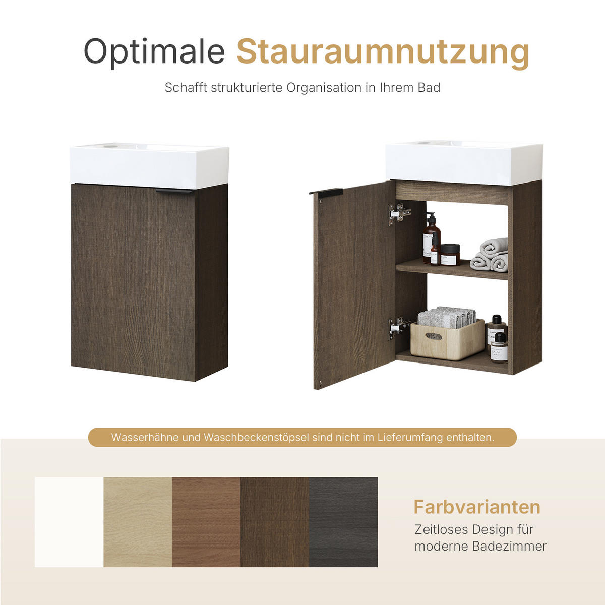 WASCHTISCH-SET 2-teilig Räuchereiche 41,7/24/64,6 cm - Eiche Wotan, Holzwerkstoff (41.7/64.6/24cm) - EMKE