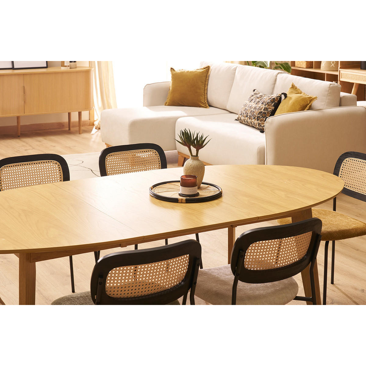 ESSTISCH Design Ausziehbar Eiche L150-200 MARIK - Eiche Bianco, Holz (200/90/75cm) - Miliboo