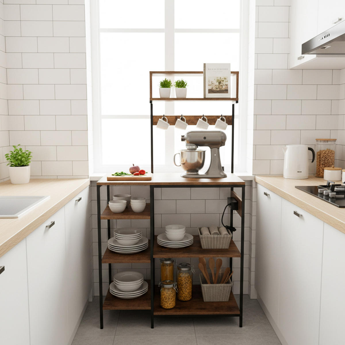 KUCHYNSKÁ pol. - viacfarebná, kov/kompozitné drevo (40/151/82cm) - Relaxdays