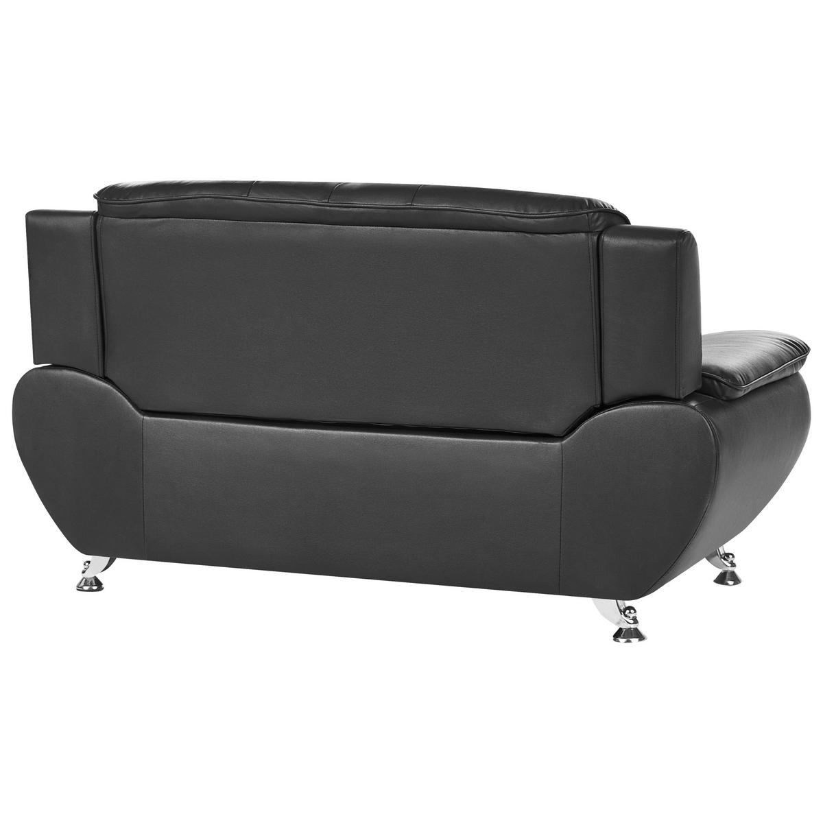2-SITZER-SOFA Kunstleder Schwarz Leira - Silberfarben/Schwarz, Kunststoff (147/86/78cm) - Beliani