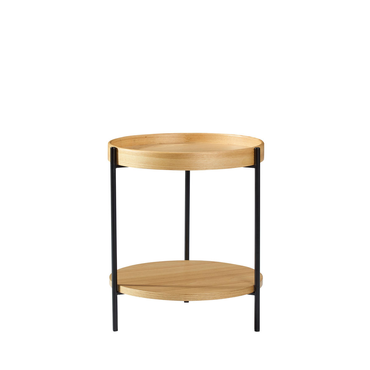 KONFERENČNÍ stolek 50/50/48 cm přírodní z masivního dřeva a MDF se 2 policemi - přírodní, kompozitní dřevo (50/50/48cm) - OKWISH