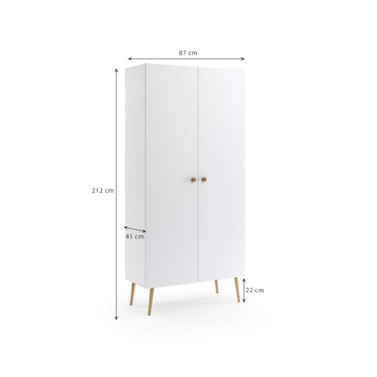 KLEIDERSCHRANK Ikon, Weiß Matt, Mit 5 Regalen - Weiß, Holzwerkstoff (87/212/41cm) - Bettso
