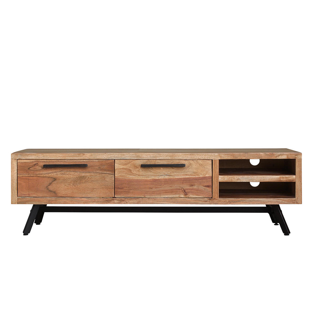 TV-LOWBOARD - Akazie massiv / Metall - Akaziefarben, Holz (160/46/45cm) - home24