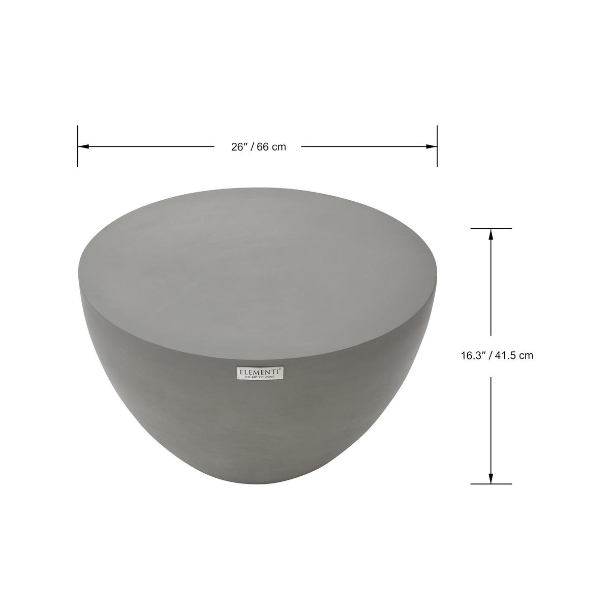 COUCHTISCH CHRONOS Rund Klein aus Beton 66 x 66 x 41 cm - Grau, Naturmaterialien (66/66/41cm) - Elementi