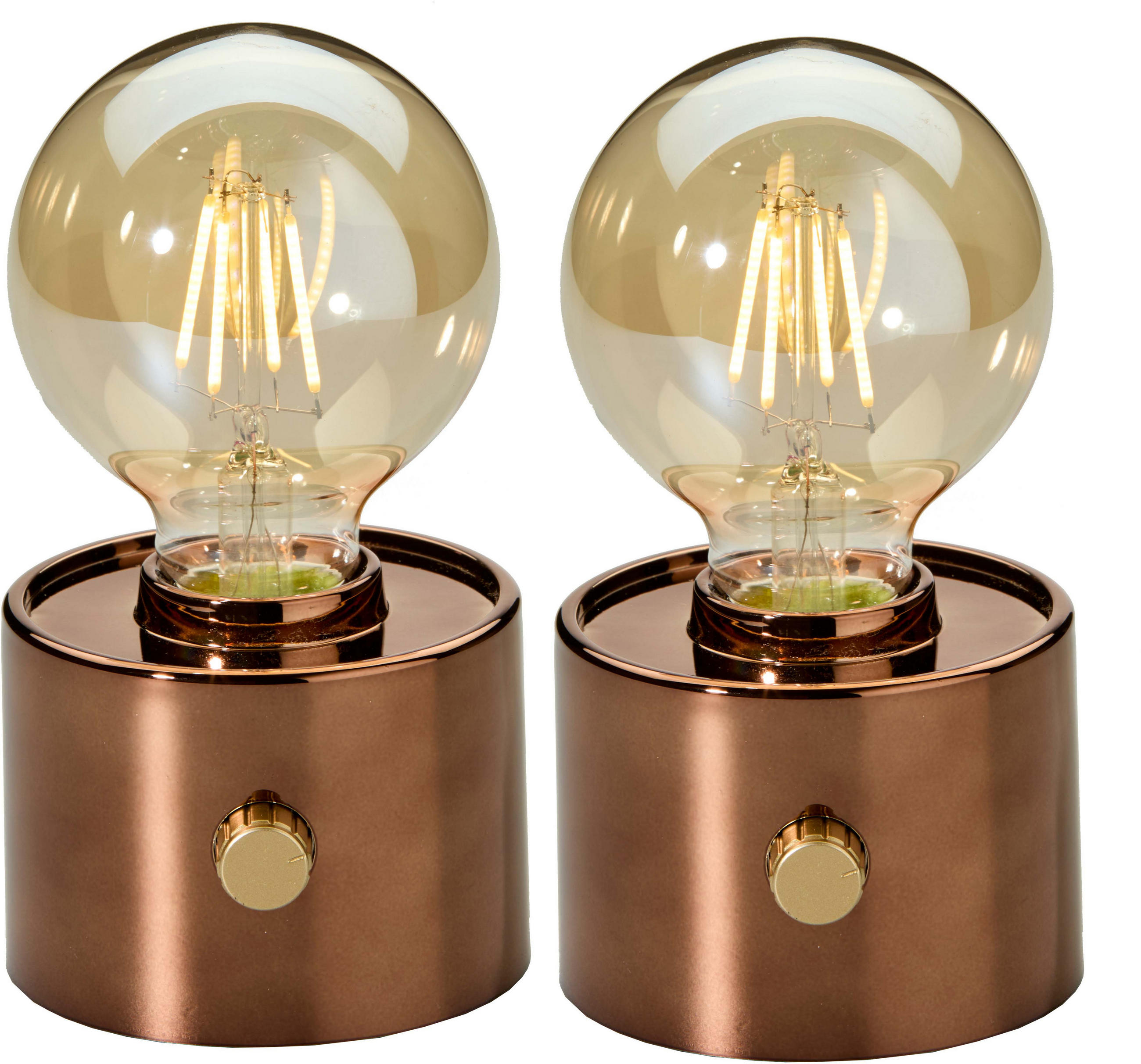 LED-TISCHLAMPE Vintage Edison dimmbar 10x9x16cm 2er-Set Bronze - Bronzefarben, Kunststoff (10/8.7/16cm) - Northpoint