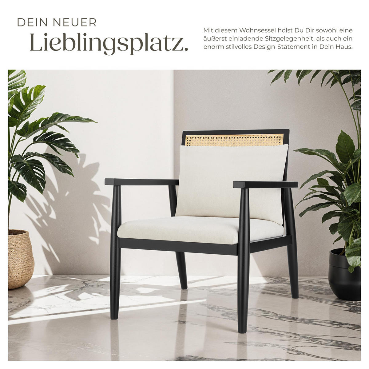 LOUNGESESSEL Manuela,67 x 70 x 82 cm,weiß - Weiß, Holz (67/82/70cm) - tectake