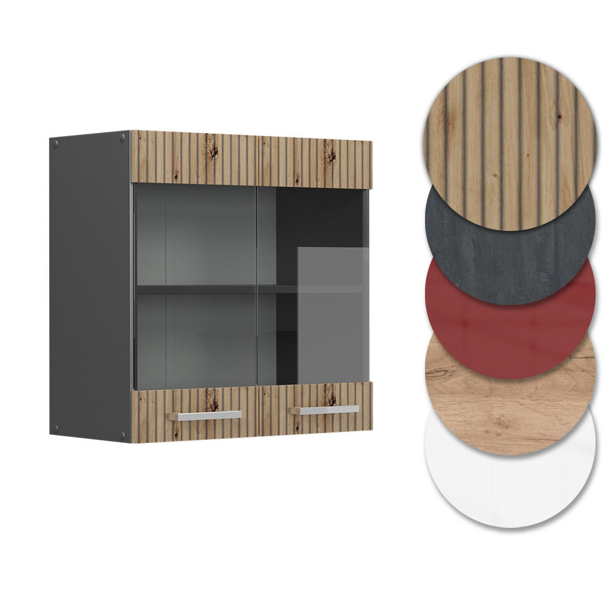 KÜCHENGLASSCHRANK R-Line Artisan-Eiche 60 cm - Anthrazit/Eiche Artisan, Holzwerkstoff (60/60/31cm) - Vicco