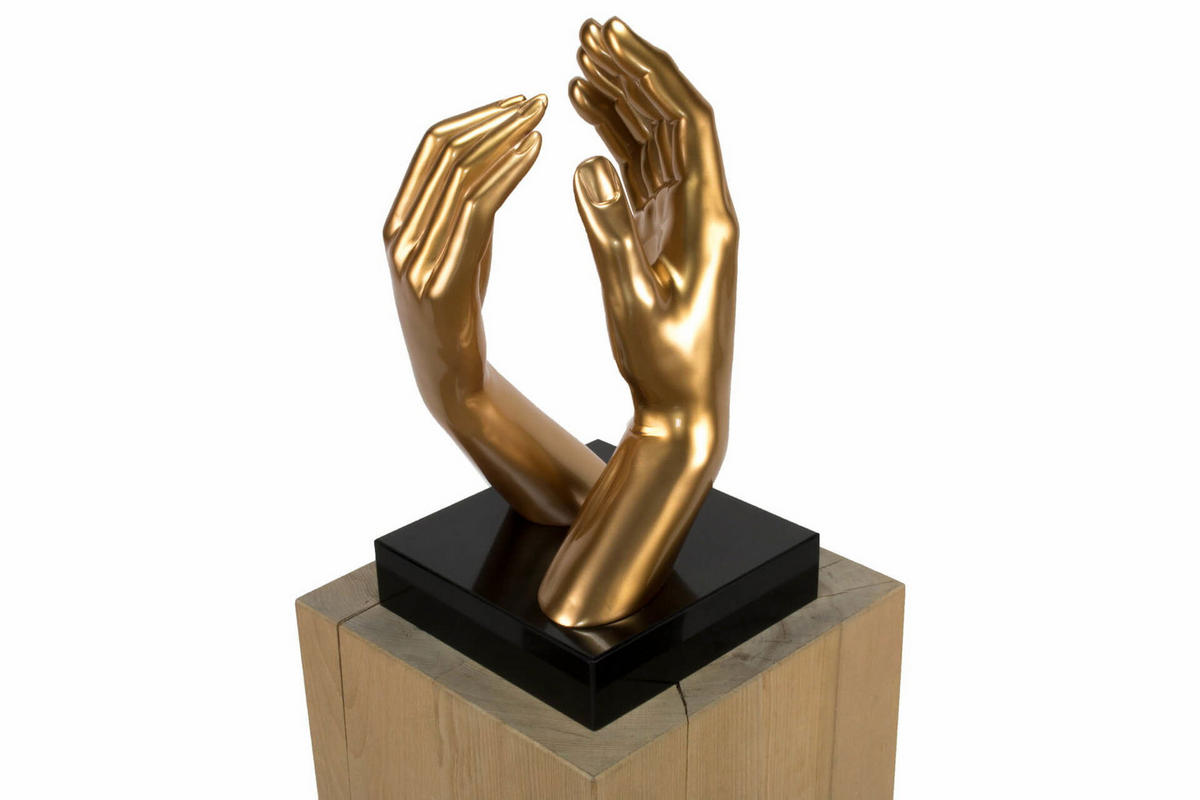 SKULPTUR Gold 21/41 cm - Goldfarben, Stein (4.85/41/21cm) - KUNSTLOFT