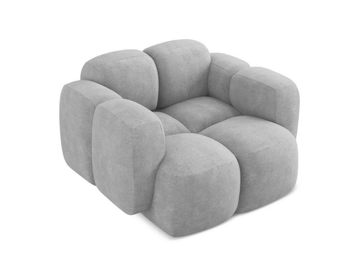 SESSEL Chenille Stoff Grau - Hellgrau/Schwarz, Holzwerkstoff/Kunststoff (120/72/115cm) - Makamii