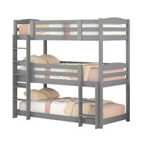 ETAGENBETT 3-fach 90/200 cm, Grau, platzsparend, ohne Matratze - Grau, Holz (90/200cm) - MIVRAY
