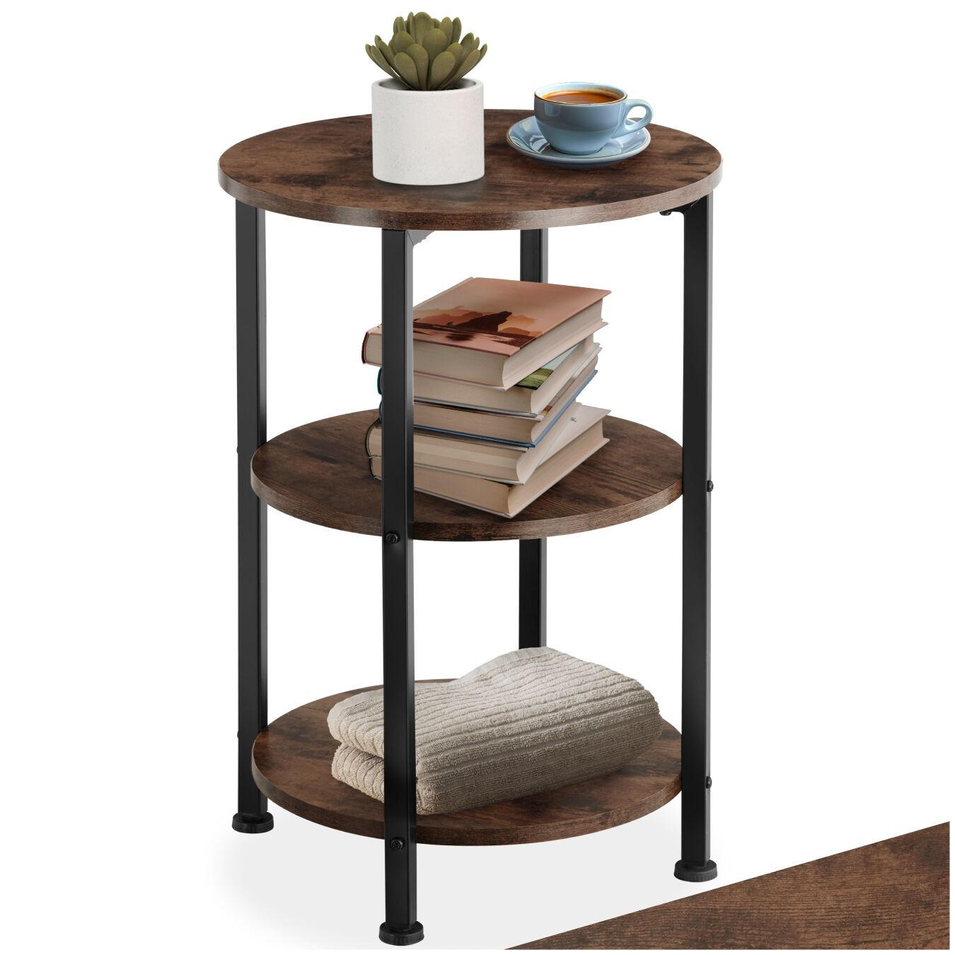 BEISTELLTISCH Colchester,40 x 61 cm,Industrial Holz dunkel, rustikal - Rostfarben, Holz (40/40/61cm) - tectake